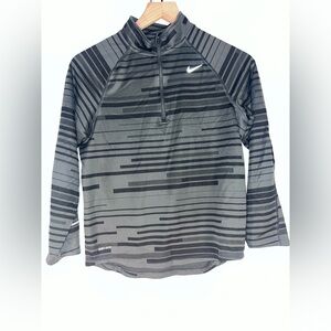 NIKE dri fit element quarter zip, charcoal & black stripe, kids size large